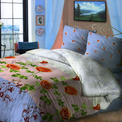 Постельное белье "Скарлет" (2-х спальный КПБ, бязь, наволочки 50х70) хорошо вписывается в интерьер спальни инфо 13301m.