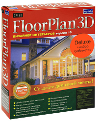 Floor Plan 3D Дизайнер интерьеров Версия 10 DELUXE Прикладная программа 2 CD-ROM, 2005 г Издатель: МедиаХауз; Разработчик: IMSI коробка RETAIL BOX Что делать, если программа не запускается? инфо 13769e.